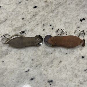Lot Of 2 Vintage Heddon Meadow Mouse Gray & Brown Fishing Lures